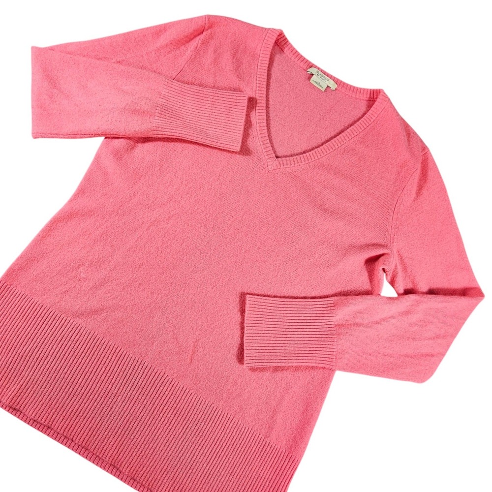 Classics by Worth 100% Italian Cashmere V-Neck Sweater Pink Coral Women's Size L